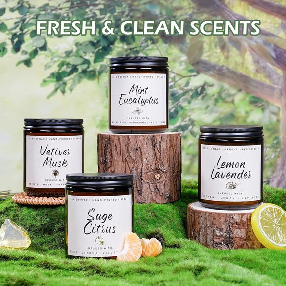 Auelife Vetiver Musk Scented Soy Candle 7oz Aromatherapy Home Gift - Picture 6 of 7